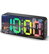 Digital Alarm Clocks for Bedrooms, Dimmable Three Alarm 12/24Hr and Snooze, Plug in LED Digital C...