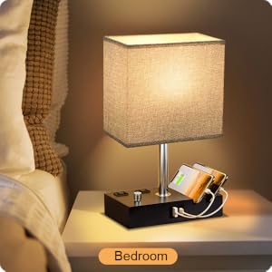 Nightstand Lamp with USB Charging Ports for Bedroom
