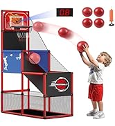 M SANMERSEN Kids Basketball Hoop Arcade Game Set with 4 Balls Electronic Scoreboard and LED Light...