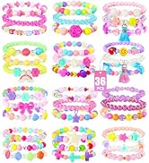PinkSheep Bracelets for Girls Jewelry: 36 Pcs Bluk Little Girl Bracelets, Cute Kids Bracelets for...