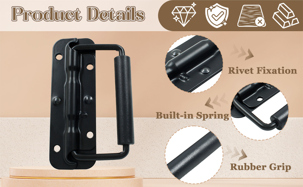 Black Spring Loaded Case Handles
