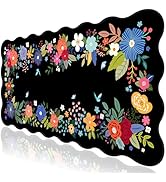 L-SPOUTTO Floral Mouse Pad,Black Desk Mat XXL Large Scalloped Gaming Mousepad,35.4x15.7in Non-Sli...