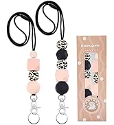 POPLOPP 2PCS Cute Lanyards for Id Badges and Keys for Women Teacher,Silicone Beaded Breakaway Lan...