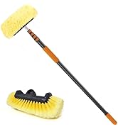 SISUPASSIE Car Wash Brush, 16FT Telescopic Car Wash Brush with Long Handle, 12-Inch Soft Bristle ...
