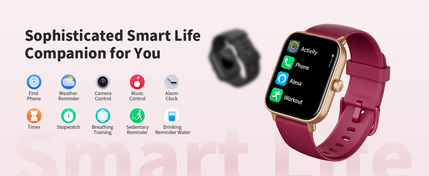 Pedometer, IP68 Waterproof Watches for Android iPhone, 101+ Sport Modes