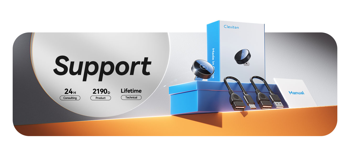 Text reads 'Support' in black text. Image shows blue and white product packaging or containers.