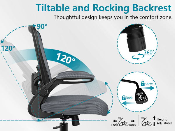 tiltable and rocking backrest