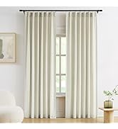 Vision Home Ivory Beige Pinch Pleated Curtains Velvet Chenille Light Filtering Window Curtains 95...