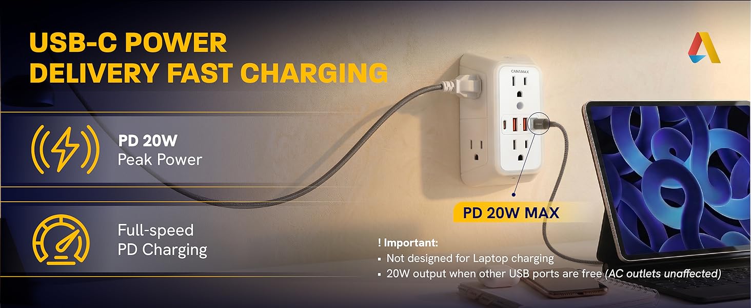 Wall Outlet Extender PD 20W with Night Light