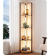 EDISHINE Dimmable LED Floor Lamp with Shelves, Corner Floor Lamps for Living Room, Corner Shelf w...