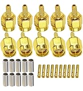 RP SMA Male Plug Crimp Connector TUOLNK Reverse Polarity SMA Male Plug Straight Converter for RG3...