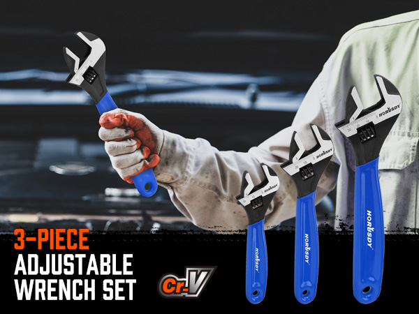 HORUSDY 3 Piece Adjustable Wrench Set