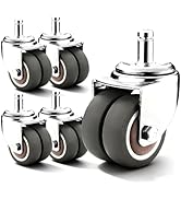 Set of 5 Caster Wheels, 2 Inch Smooth Replacement Roller Blade Wheels, 500LBS Heavy Duty Casters ...