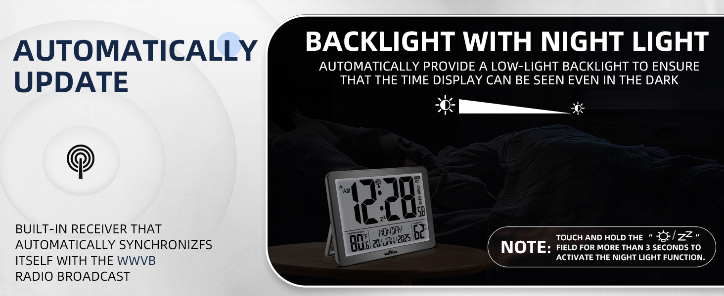atomic clock with backlight