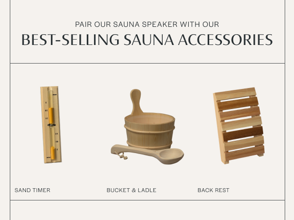 Pair our speaker with our line of luxury, red cedar accessories such as the back rest or sand timer