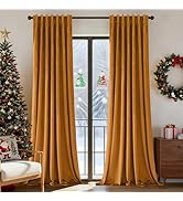 Joydeco Pinch Pleated Velvet Curtains 84 Inch Long 2 Panel Set for Living Room Bedroom, Back Tab ...