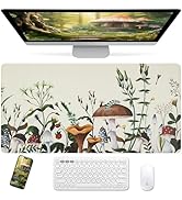 Bloss Plant Mushroom Desks Pad,Large Mouse Pad for Desktop, Leather Floral Desk Mat for Keyboard ...