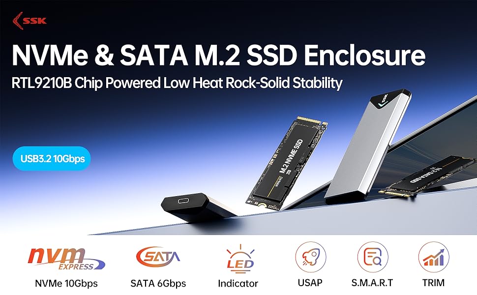 m2 nvme sata ssd enclosure adapter reader case