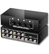 FlyroadUp RCA AV Switch 4 in 1 Out Composite Video Switcher L/R Audio Selector Box