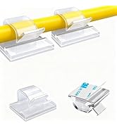 100 PCS Adhesive Cable Clips (Large, White&amp;Black), Upgraded Wall Wire Holder (Large, Clear-100Pcs)