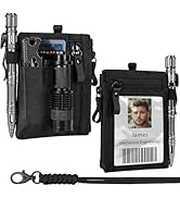 LIUGX Tactical ID Card Holder with RFID Blocking, Waterproof Zipper Pocket,Three-in-one Fabric,Ne...