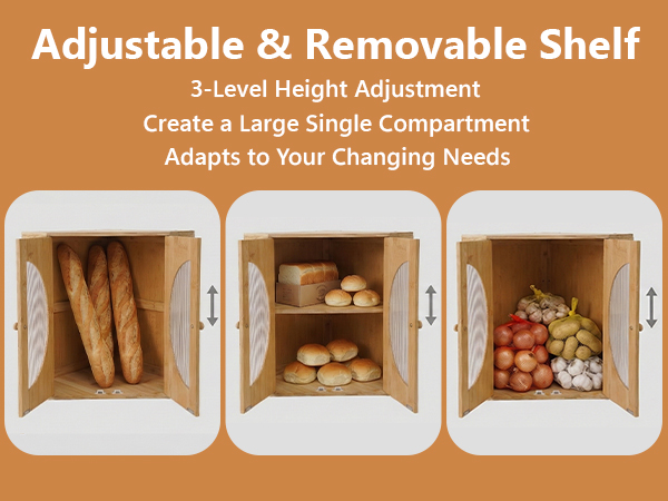 TIRYIUOU Corner Bread Box for Kitchen Countertop Bamboo Storage Container for Homemade Bread