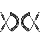 GINTOOYUN DC 5.5MM x 2.1MM Male to Male Plug Power Adapter Cable DC Power Coiled Extension Cable ...