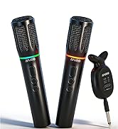 AFUOO Rechargeable Wireless Microphones &amp;amp;amp Bluetooth Dual-Mic Receiver for Karaoke Singing Speaker