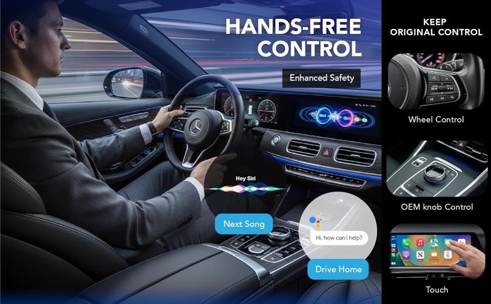 Hands-free Control, enhanced safety;Keep origianl OEM control