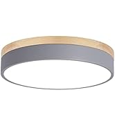 Yasince Wood LED Flush Mount Ceiling Light, Modern Round Close to Ceiling Lighting Fixtures, Mini...