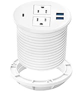 Kungfuking Desktop Power Grommet with PD 20W USB C,Recessed Power Strip with USB Port, Desk Outle...