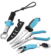 Mossy Oak 4pc Fishing Tool Kit - Pistol Grip Fishing Pliers, Fish Fillet Knife, Fishing Gripper, ...