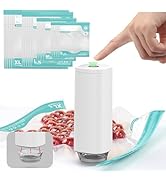25 PCS Electric Vacuum Sealer, Sous Vide Bags, Portable Mini Vacuum Sealer with 20Pcs Reusable Fo...