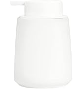 12Oz White Soap Dispenser - Ceramic Lotion Hand Soap Dispenser for Bathroom with Easy-to-Press Pu...