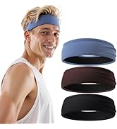 Braylin Men's Headband, 3-Pack Men's Sweatband, Sports Headband for Running, Cycling, Basketball,...