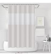 timecity Beige Shower Curtain PEVA Bath Curtain Set with 12 White Hooks Plastic Shower Liner Wate...