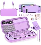 Younik Switch Accessories Bundle, 17 in 1 Purple Switch Accessories Kit for Girls Include Switch ...