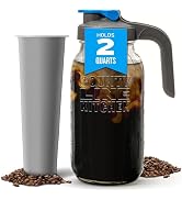 County Line Kitchen Cold Brew Coffee Maker, Mason Jar Pitcher - Heavy Duty Soda Lime Glass w/Stai...