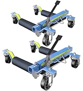 LARBANKE Car Dolly Jack Set of 2,Capacity 1500LBS Hydraulic Car Wheel Dolly Jack with Foot Pedal ...