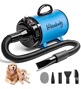 High Velocity Dog Hair Dryer 5.2HP/ 3800W Professional Dogs Blower Grooming Dryer, Adjustable Tem...