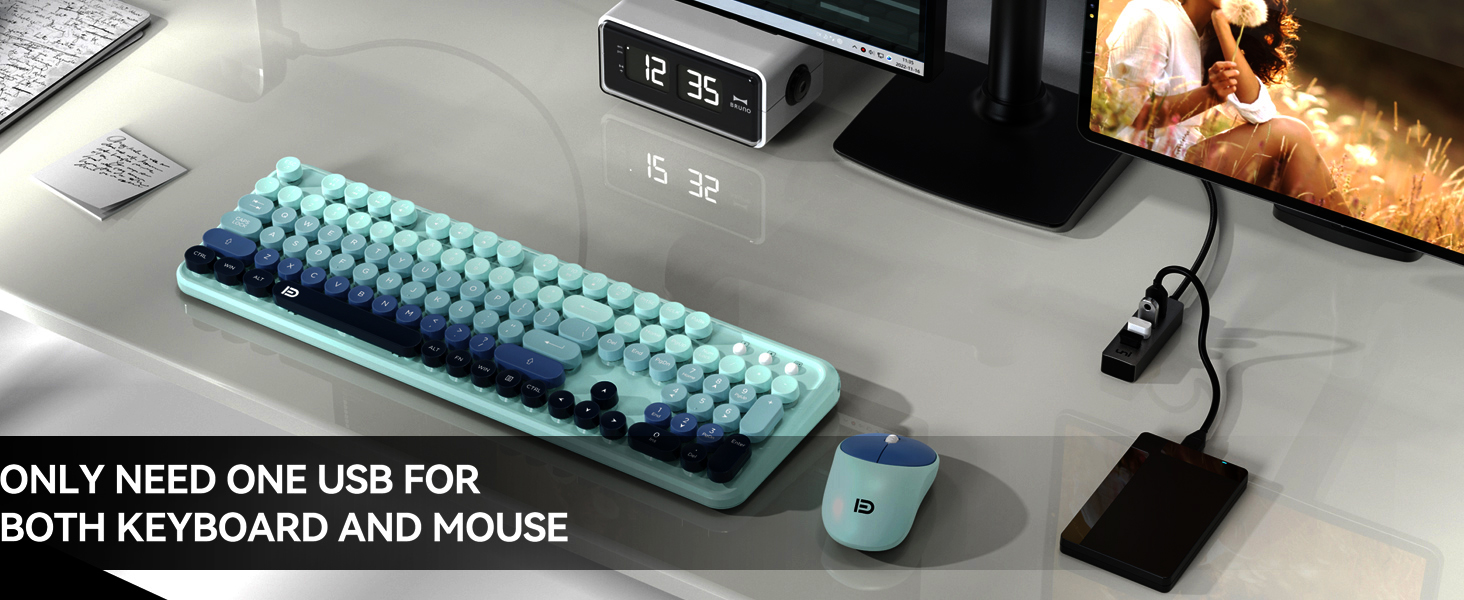 2.4GHz wireless keyboard mouse combo plug and play
