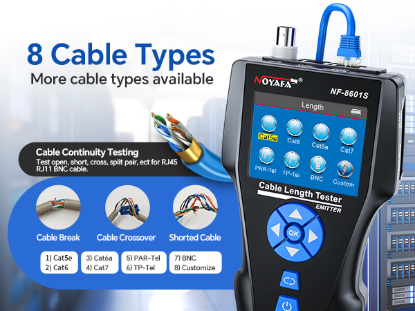 Network Cable Tester, Ethernet Tester with LCD Tracer, LAN Ethernet, PoE Test