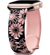 DaQin Floral Engraved Band Compatible with Apple Watch Band 40mm 38mm 41mm 42mm 44mm 45mm 49mm, S...