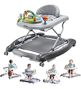 VEVOR 4-in-1 Baby Walker, Foldable Baby Activity Center with Wheels, 3 Adjustable Height, Music &amp;...