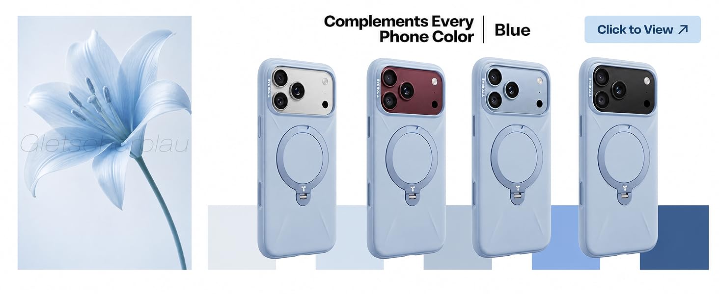 silicone iphonne 18 pro case magnetic stand glacier blue