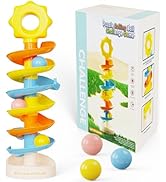 MINGKIDS 7 Level Rainbow Drop Tower with 3 Balls,17.3 Inch Baby Ball Drop for 9-24 Months,Fine Mo...