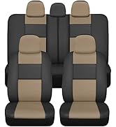BDK Croc Skin Faux Leather Car Seat Covers, Full Set Beige – Front and Back Split Bench Seat Cove...