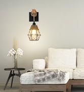 Lightess Rustic Wall Sconce with Dimmer on/Off Switch, Dimmable LED Bulb Included, Cage Wall Moun...