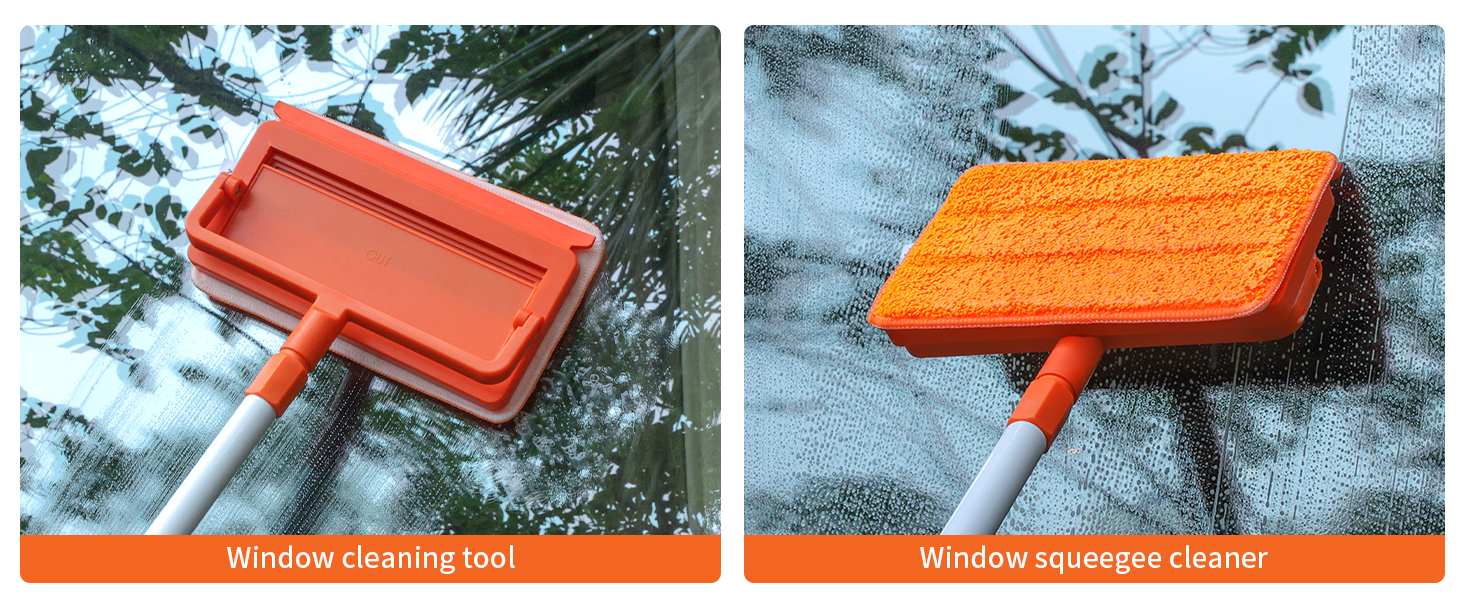 window cleaning tool with long handle and squeegee 2 in 1 design for wall and glass cleaning