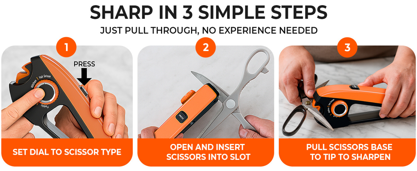 Professional scissor sharpening tool ergonomic all purpose heavy duty kitchen fabric craft hair